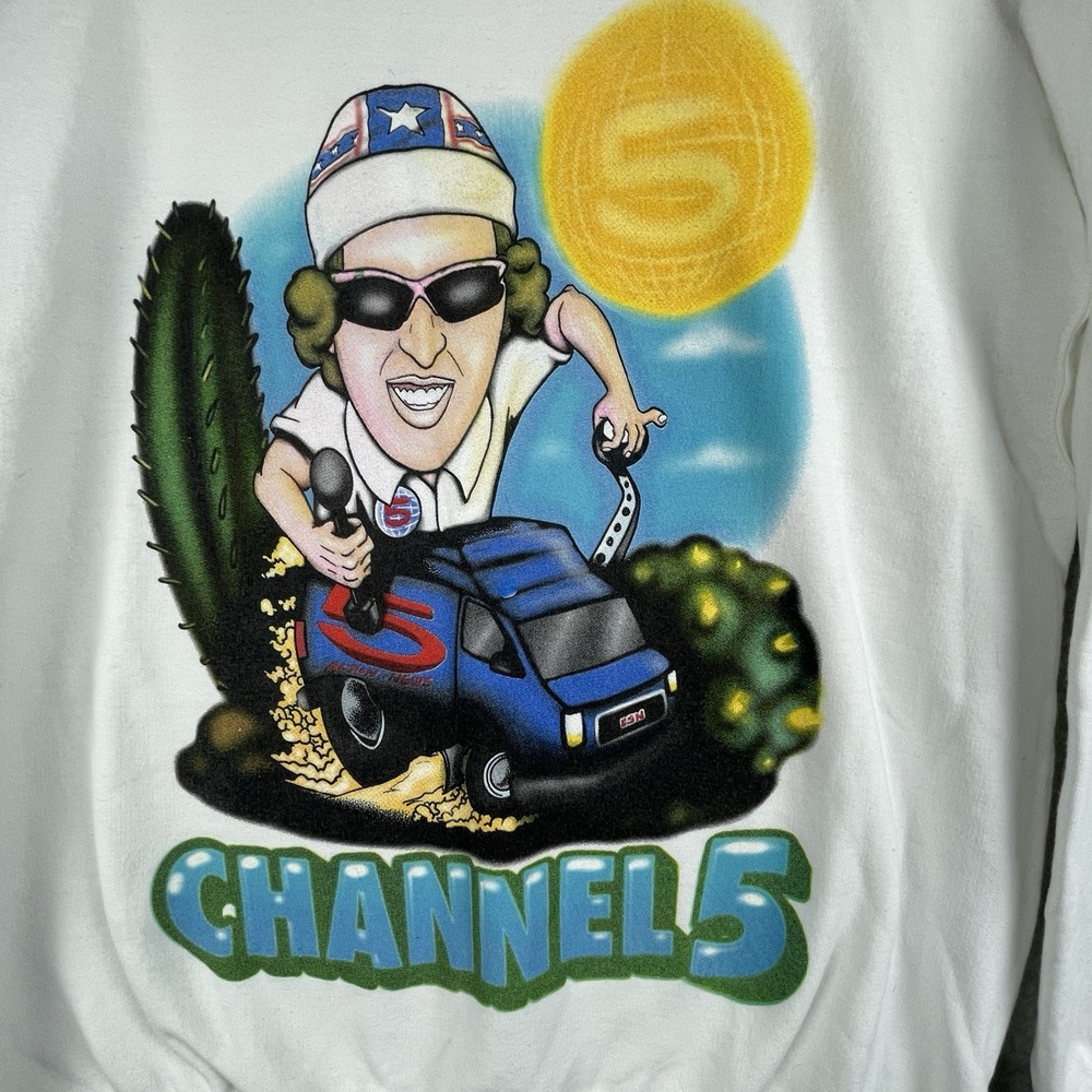 channel 5 News Sweatshirt Men's Large White pullover Andrew Callaghan All Gas NO - Picture 3 of 9